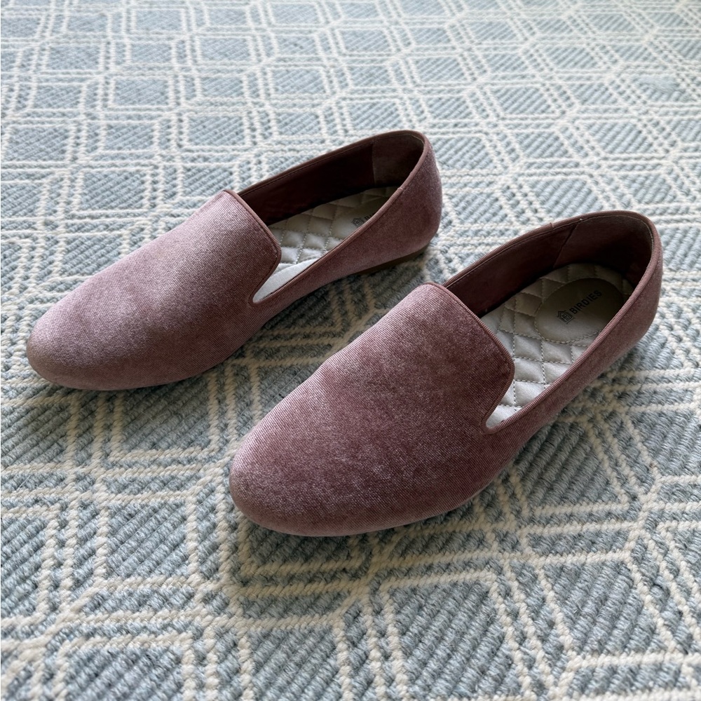 Birdies EUC Starling Loafers in Mauve Velvet - 8.5